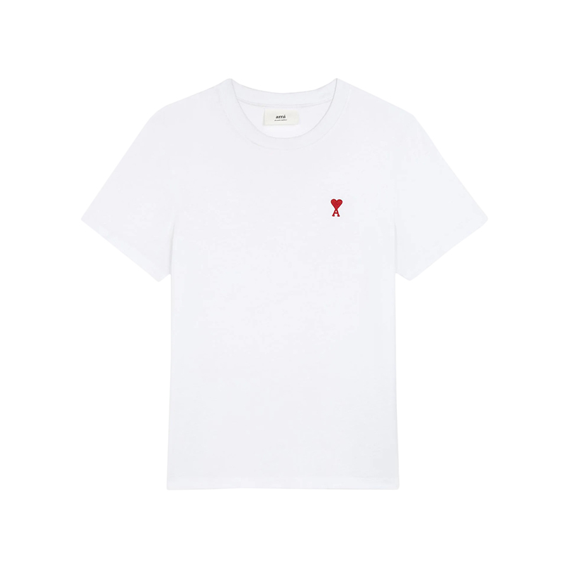 ami t恤真假, AMI | Ami 22年春夏新款 男女同款白色纯有机棉红色Logo刺绣爱心T恤BFUTS001.724100商品图片 8.6折×额外9.5折, 包邮包税, 额外九五折