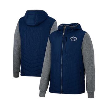 Colosseum | Men's Navy Penn State Nittany Lions Course Herringbone Full-Zip Hoodie商品图片,