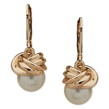 Anne Klein | Gold-Tone Knot & Imitation Pearl Drop Earrings 独家减免邮费