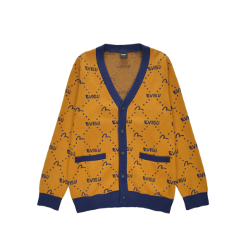 商品Evisu | 【享贝家】（国内现货-QD）Evisu 福神 男女情侣老花针织开衫毛衣休闲23秋 黑色 ET4MSW911MU,商家xiangbeiguoji,价格¥311图片