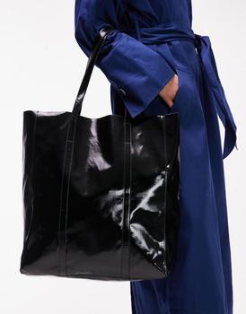 topshop包, Topshop | Topshop betsy metallic tote bag in black商品图片 