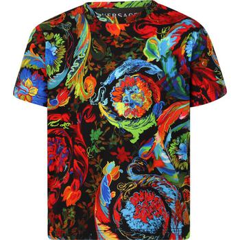 推荐Abstract tie dye flowers t shirt in black商品