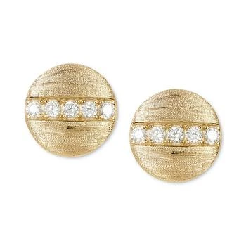 ADORNIA | 14k Gold-Plated Pavé Line Round Disc Stud Earrings 独家减免邮费