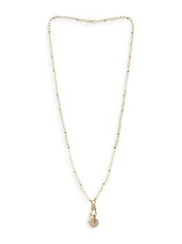 商品Pearly White 18K Gold-Plate Pearl & Cubic Zirconia Charm Necklace图片