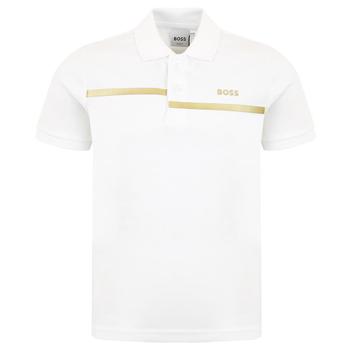 Hugo Boss | White Short Sleeve Gold Logo Polo Shirt商品图片,4折×额外9折, 额外九折