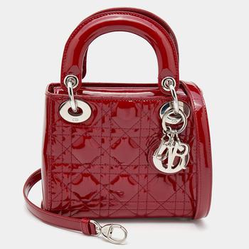 dior tote, [二手商品] Dior | Dior Red Cannage Patent Leather Mini Lady Dior Tote商品图片 8.7折, 满1件减$100, 满减