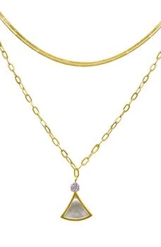 ADORNIA | Water Resistant 14K Yellow Gold Vermeil Layered Mixed Chain Ginko Leaf Necklace,商家Nordstrom Rack,价格¥123