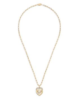 商品18K Yellow Gold Double Coeurs Diamond Pendant Necklace, 17.7"图片
