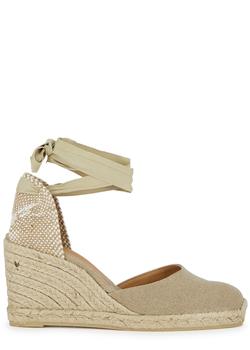 商品CASTAÑER | Carina 80 sand canvas wedge espadrilles,商家Harvey Nichols,价格¥751图片