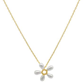 商品Adornia Floral Pearl Pendant Necklace gold图片