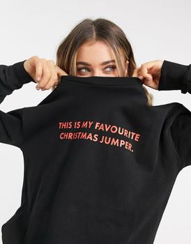 ASOS | ASOS DESIGN Christmas sweatshirt with favourite jumper print in black商品图片,