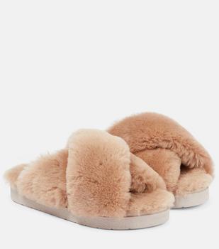 推荐Crossover-strap shearling slides商品