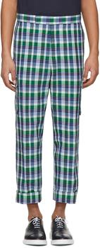 thom browne裤, Thom Browne | Blue Madras Gusseted Patch Pocket Trousers商品图片 