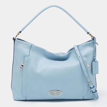 推荐Coach Light Blue Grained Leather Large Scout Hobo商品