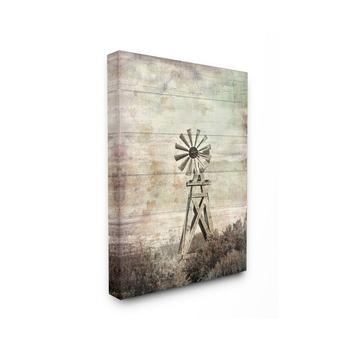 Stupell Industries | Distressed Silent Windmill Photography with Rustic Planked Wood Look, 24" L x 30" H商品图片,额外7折, 额外七折