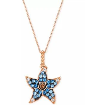 Le Vian | Multi-Sapphire (5/8 ct. t.w.) & Chocolate Diamond (1/20 ct. t.w.) Starfish Pendant Necklace in 14k Rose Gold, 18" + 2" extender,商家Macy's,价格¥7711