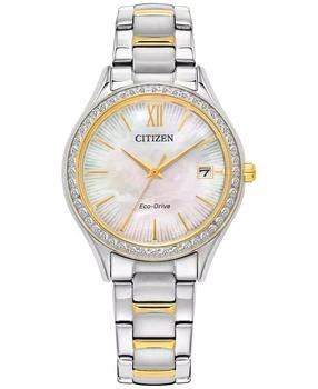 Citizen | Eco-Drive Women's Crystal Two-Tone Stainless Steel Bracelet Watch 34mm,商家Macy's,价格¥1480