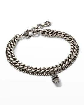 推荐Men's Pavé Swarovski Crystal Skull Double Chain Bracelet商品