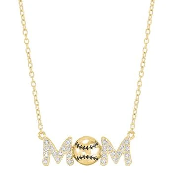 Macy's | Diamond Baseball Mom Pendant Necklace (1/10 ct. t.w.) in Sterling Silver or 14k Gold-Plated Sterling Silver, 16" + 2" extender,商家Macy's,价格¥655