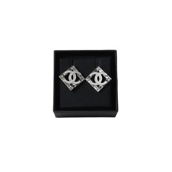 Chanel | Chanel CC Logo Crystal Studded Square Earring Silver,商家NOBLEMARS,价格¥6802