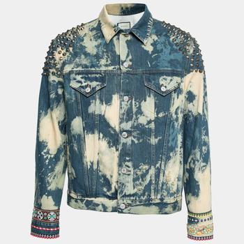 推荐Gucci Blue Washed Denim Studded Button Front Jacket S商品