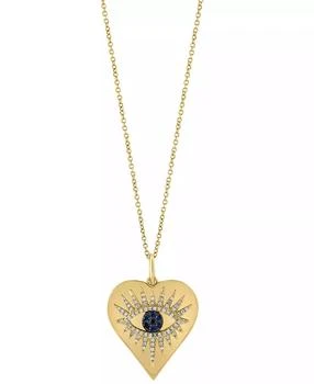 Effy | EFFY® Sapphire (1/20 ct. t.w.) & Diamond (1/4 ct. t.w.) Evil Eye Heart 18" Pendant Necklace in 14k Gold,商家Macy's,价格¥10950