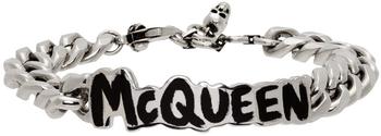 Alexander McQueen | Silver Graffiti Logo Bracelet商品图片,独家减免邮费