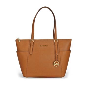 Jet Set Top-Zip Saffiano Leather Tote in Luggage - Medium