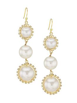 ROSANTICA, ROSANTICA | Satelliti Goldtone, Faux Pearl, & Crystal Drop Earrings商品图片 4.3折
