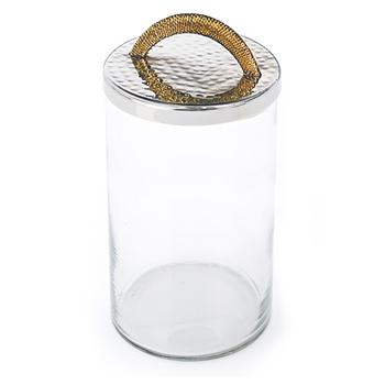 商品Medium Glass Canister with Stainless Steel Lid and Gold Handle图片
