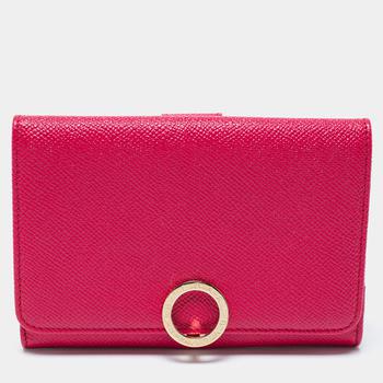 [二手商品] BVLGARI | Bvlgari Fuchsia Leather Bvlgari Trifold Wallet商品图片,5.9折, 满1件减$100, 满减