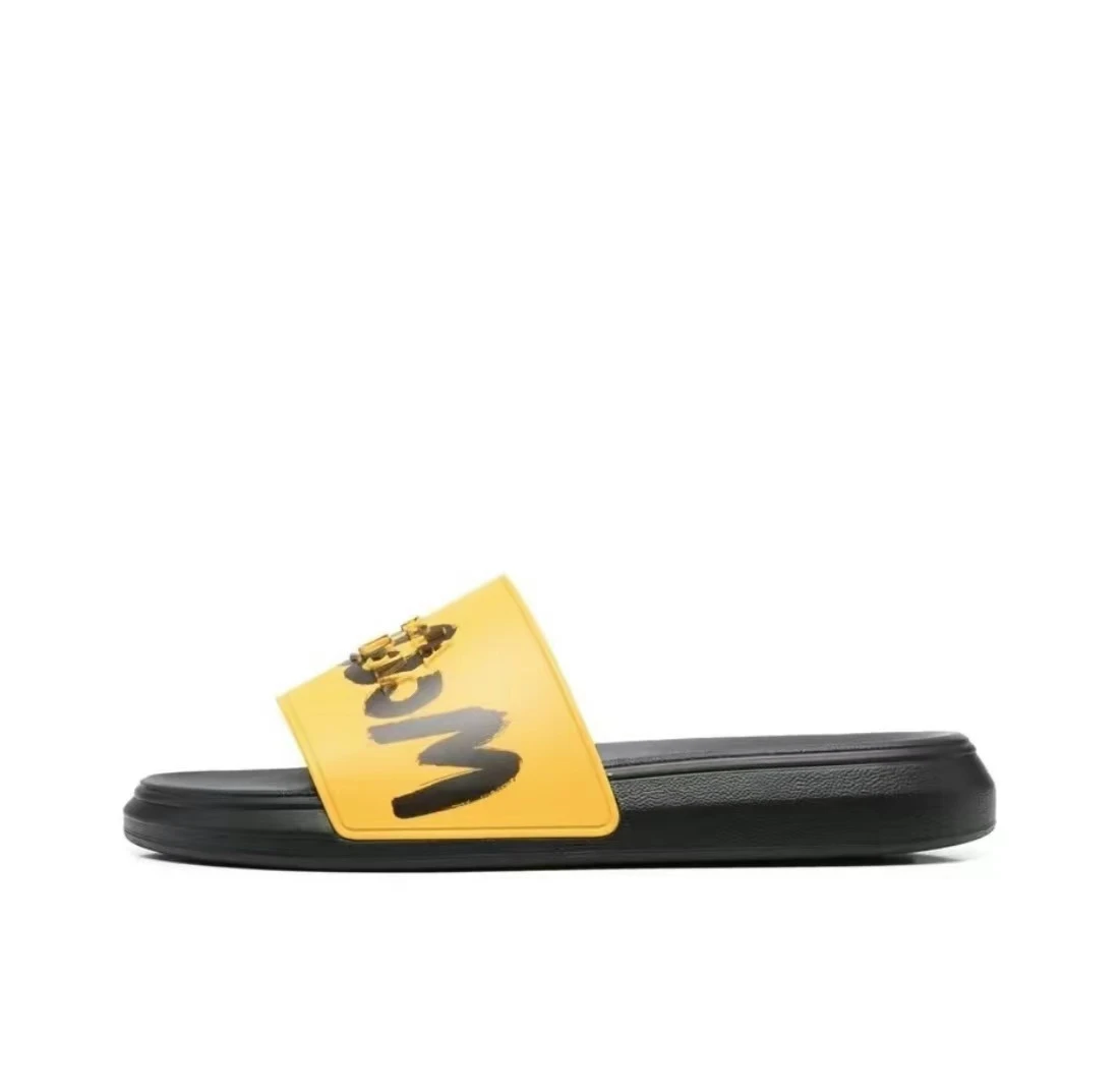 推荐Alexander McQueen 亚历山大•麦昆 涂鸦橡胶 时尚拖鞋 黄黑色682490-W4QS3-7161商品