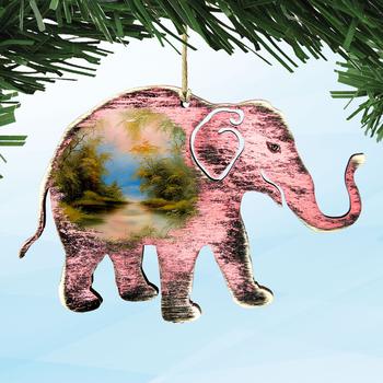 推荐Designocracy Rustic Elephant - 8198229 Wooden Ornaments Set of 2商品