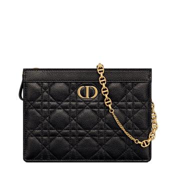 迪奥经典款, Dior | 【预售3-7天】DIOR/迪奥 21秋冬CARO系列 女士黑色柔软牛皮革藤格纹细长款单肩斜挎链条手拿包S5106UWHC_M900商品图片 7.9折, 包邮包税