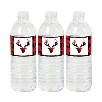商品Prancing Plaid - Reindeer Holiday and Christmas Party Water Bottle Sticker Labels - Set of 20图片