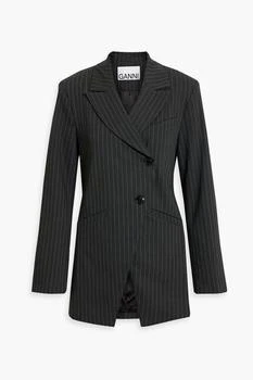 Ganni | Asymmetric pinstriped twill blazer,商家THE OUTNET US,价格¥879