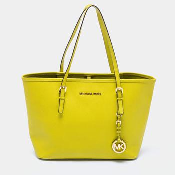 michael kors tote托特包, [二手商品] Michael Kors | Michael Kors Neon Green Leather Small Jet Set Travel Tote商品图片 6.7折