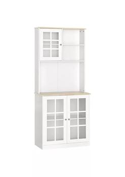 商品Kitchen Buffet with Hutch Storage Pantry with 3 Cabinets 2 Open Shelves and Large Countertop White,商家Belk,价格¥1460图片