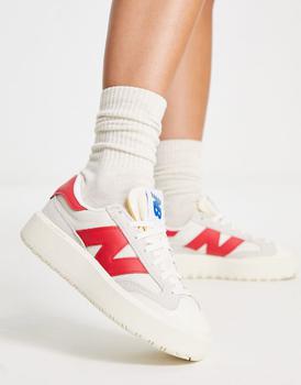 推荐New Balance CT302 platform trainers in off white and red商品