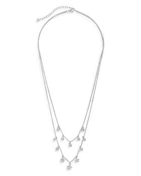 Sterling Forever | Double Layer Star and Stone Charm Chain Necklace, 16" 满$100减$25, 满减