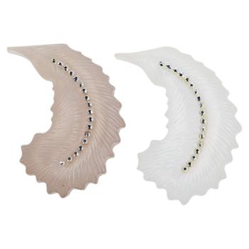 商品Alexis Bittar White/Grey Lucite Feather Crystal Brooch Set of Two图片