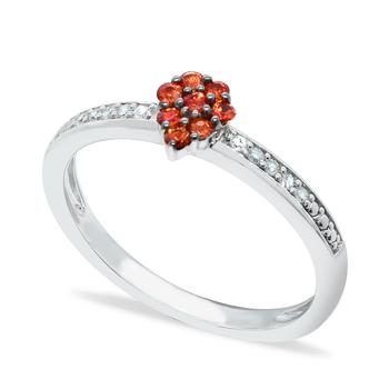 商品Orange Sapphire (1/4 ct. t.w.) Diamond (1/20 ct. t.w.) Stackable ring Set in Sterling  Silver图片