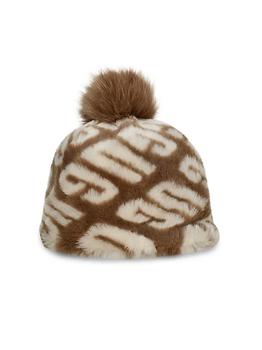 商品UGG | Pom-Pom Faux Fur Logo Beanie,商家Saks Fifth Avenue,价格¥430图片