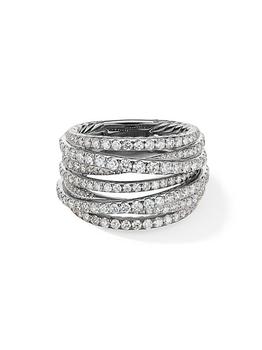 商品David Yurman | Pavé Crossover Ring In 18K White Gold With Diamonds,商家Saks Fifth Avenue,价格¥61513图片