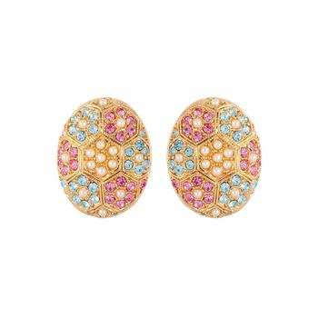 推荐1980s vintage dorlan pastel swarovski crystal oval earrings商品