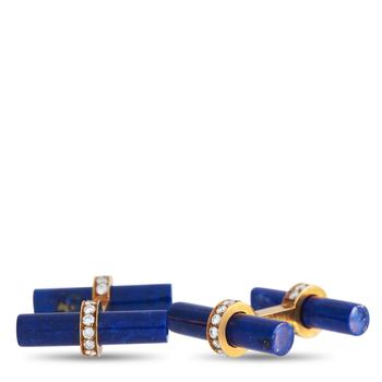 Van Cleef & Arpels, [二手商品] Van Cleef & Arpels | Van Cleef & Arpels 18K Yellow Gold Diamond and Lapis Cufflinks商品图片 4.7折