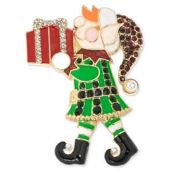 Holiday Lane | Gold-Tone Multicolor Crystal Elf Pin, Created for Macy's,商家Macy's,价格¥55