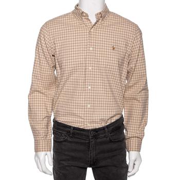 推荐Ralph Lauren Beige Checked Cotton Button Front Custom Fit Shirt M商品