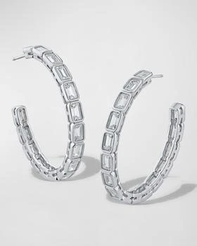 Golconda by Kenneth Jay Lane | Cubic Zirconia Emerald Bezel Hoop Earrings,商家Neiman Marcus,价格¥3715