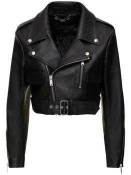 Belted Faux Leather Cropped Biker Jacket
